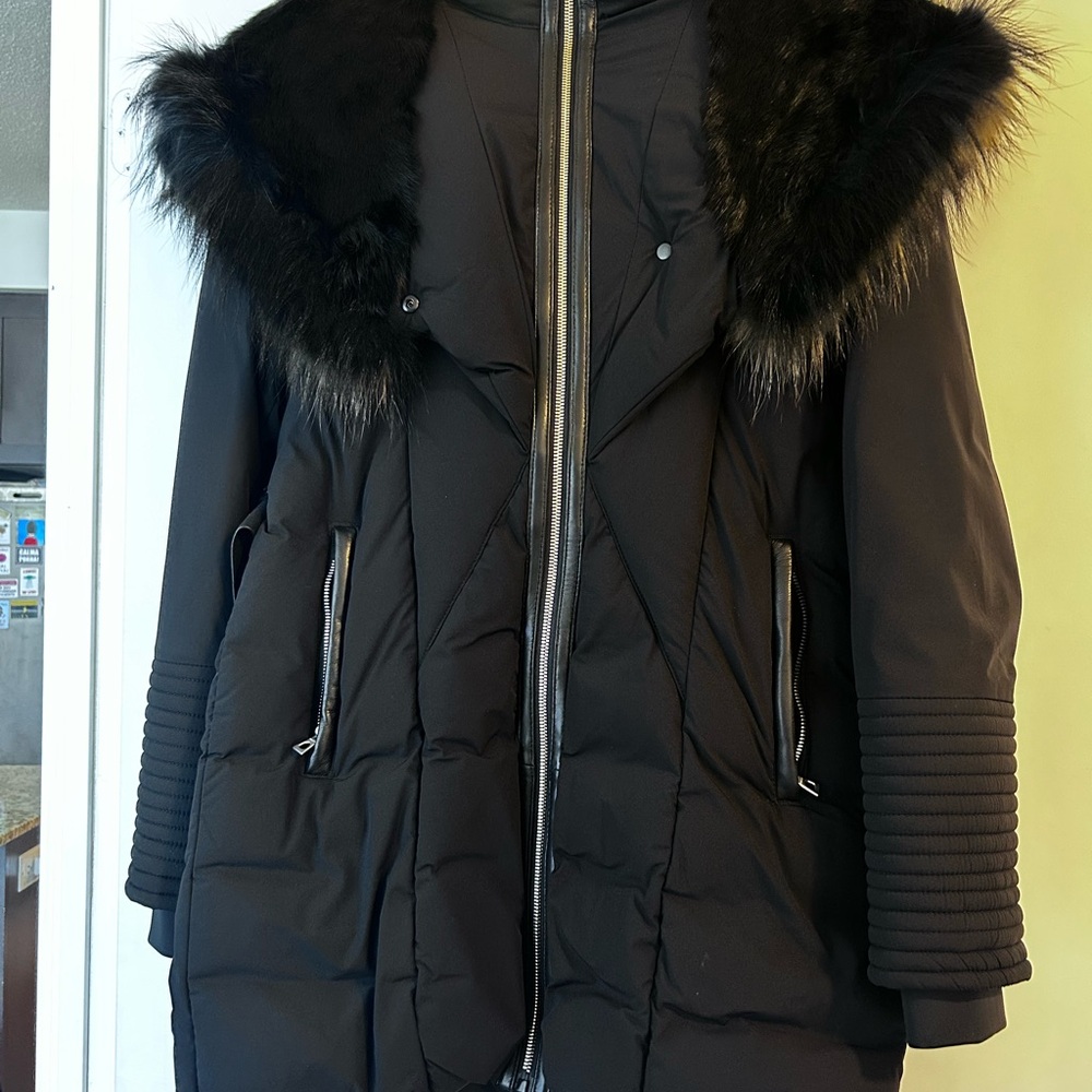 RUDSAK New Black DOWN DUVET Hooded Fitted Jacket With Belt